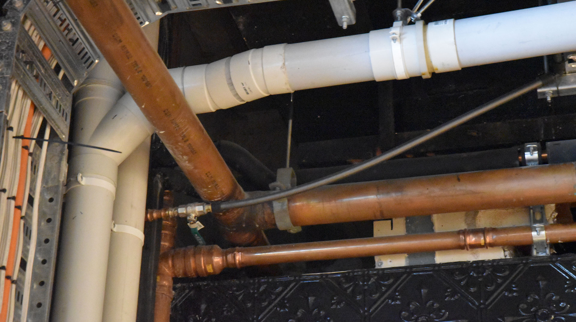 Copper gas piping, sewer and waste piping in a commercial application